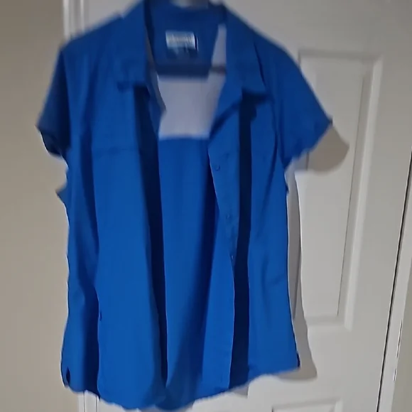 Magellan Outdoors Blue Short Sleeve Collar Button Down Shirt - Picture 4 of 4